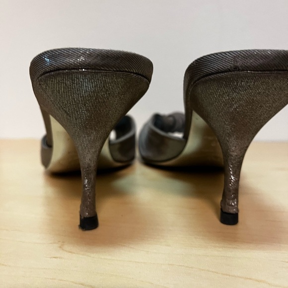 Prada Vintage HH Silver Lame Open Toe Slides Shoes S 10 - Picture 8 of 9